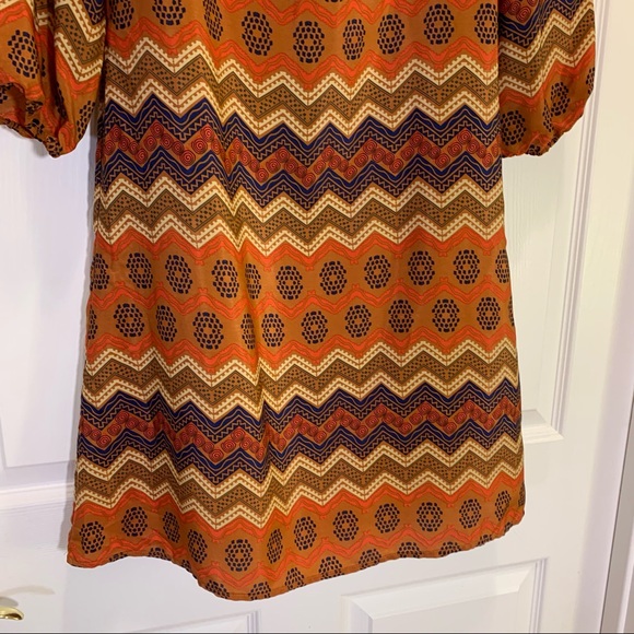 Rue 21 Brown Orange Navy Shift Dress Size M - Picture 3 of 7